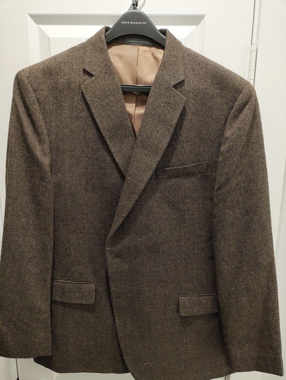 Wilke Rodriguez Men's Brown Herringbone Wool Blazer